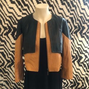 ASOS black and brown faux leather jacket